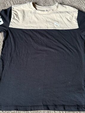 Puma Short Sleeve Two-Tone Black and Cream Crew Tee